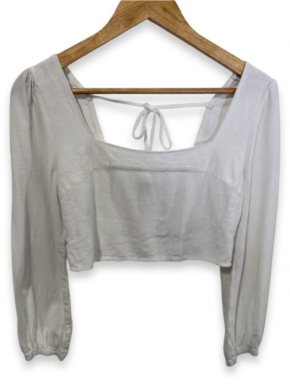 Kendall & Kylie Long sleeve Cottagecore/Milkmaid Style Linen Blend Crop Top M